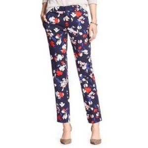Banana Republic Navy Foral Reegan Slim Fit Pants